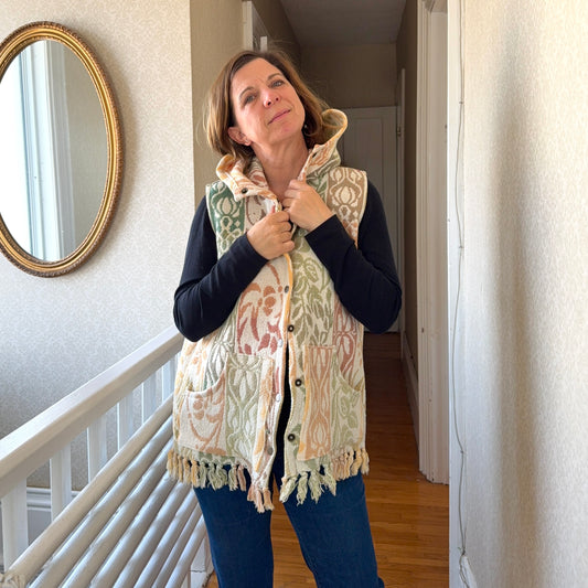 Hooded Blanket Vest Multi-coloured