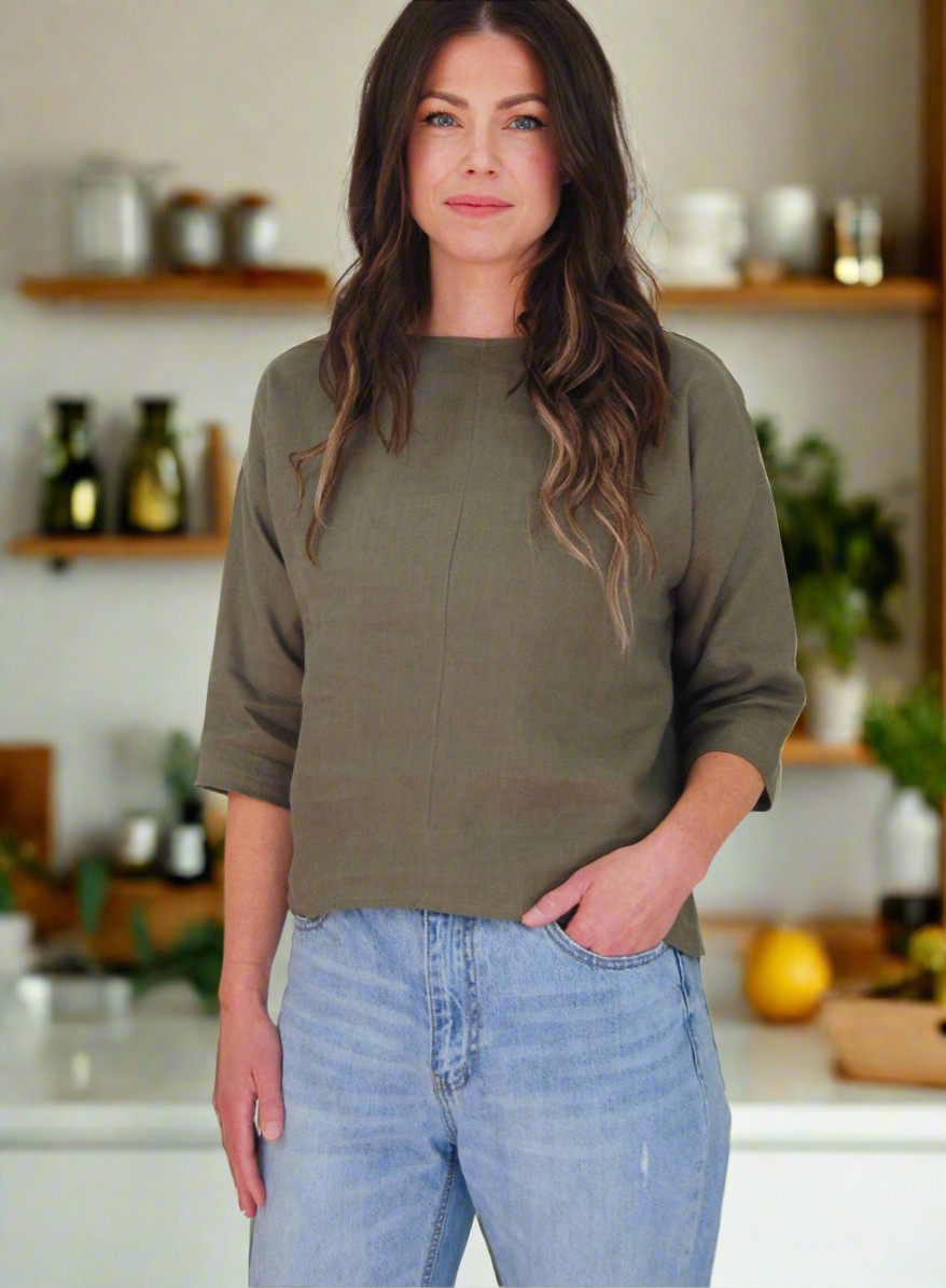 Florence Top 3/4 Sleeve Linen
