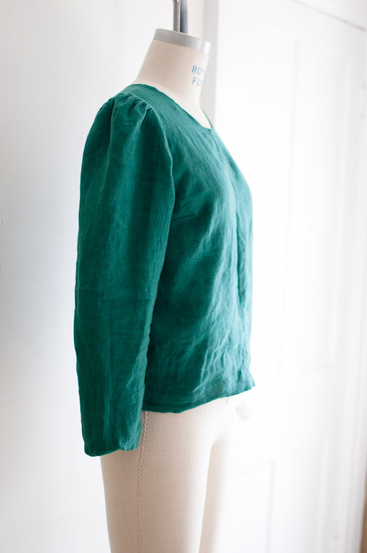 Esme Linen Blouse Emerald