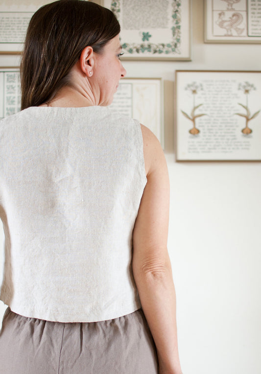 Anna Linen V-neck Sleeveless Top