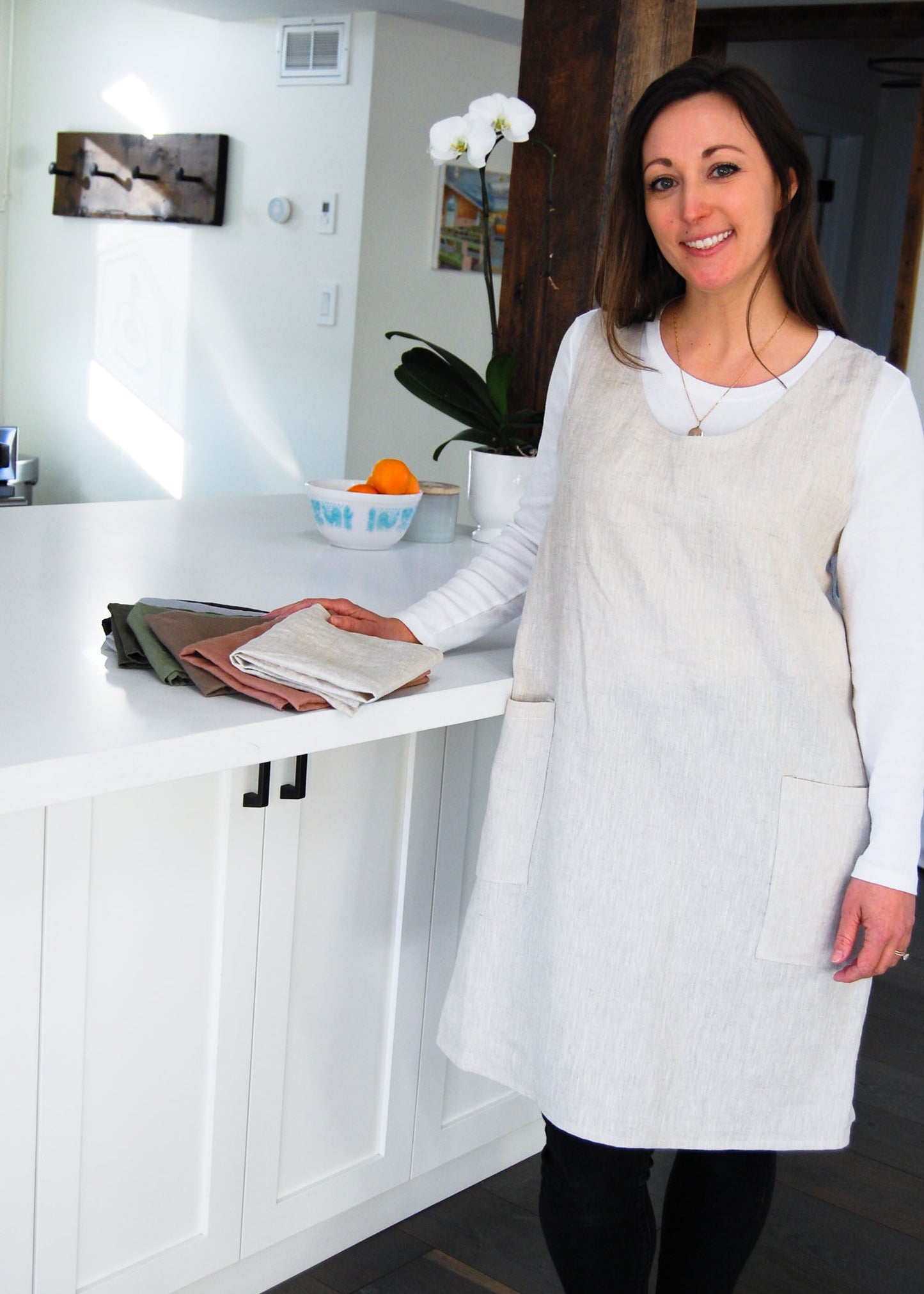 Linen Cross Back Pinafore Apron
