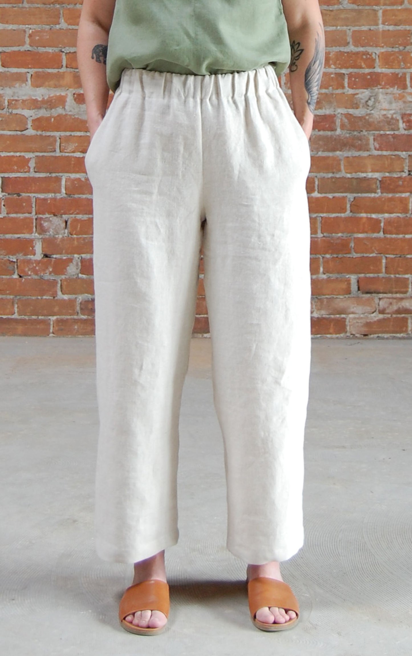 Camille Straight Wide Leg Linen Pants