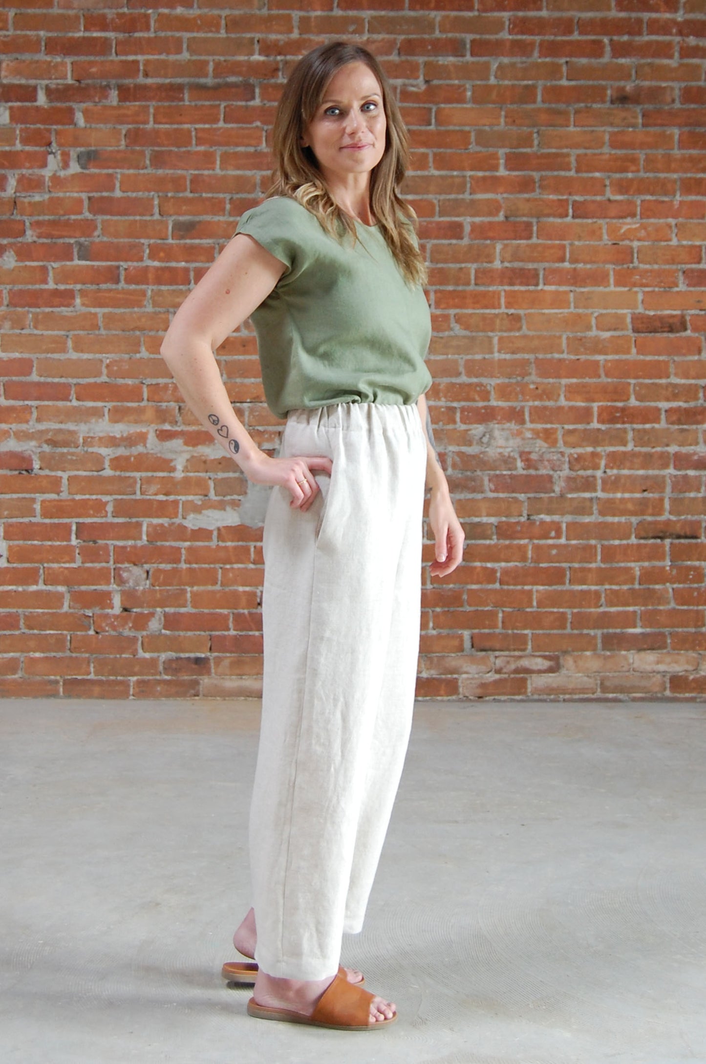 Camille Straight Wide Leg Linen Pants