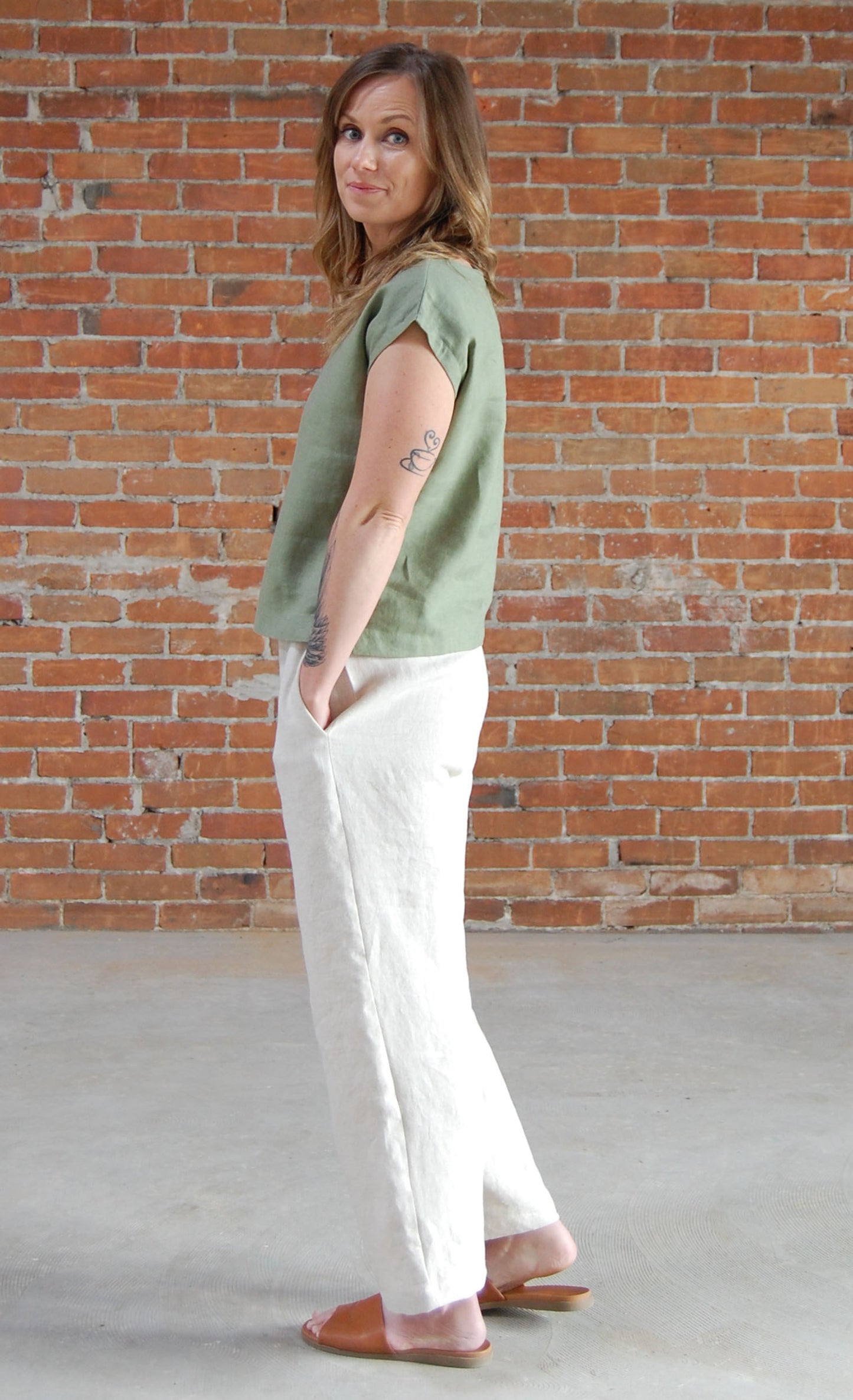 Camille Straight Wide Leg Linen Pants