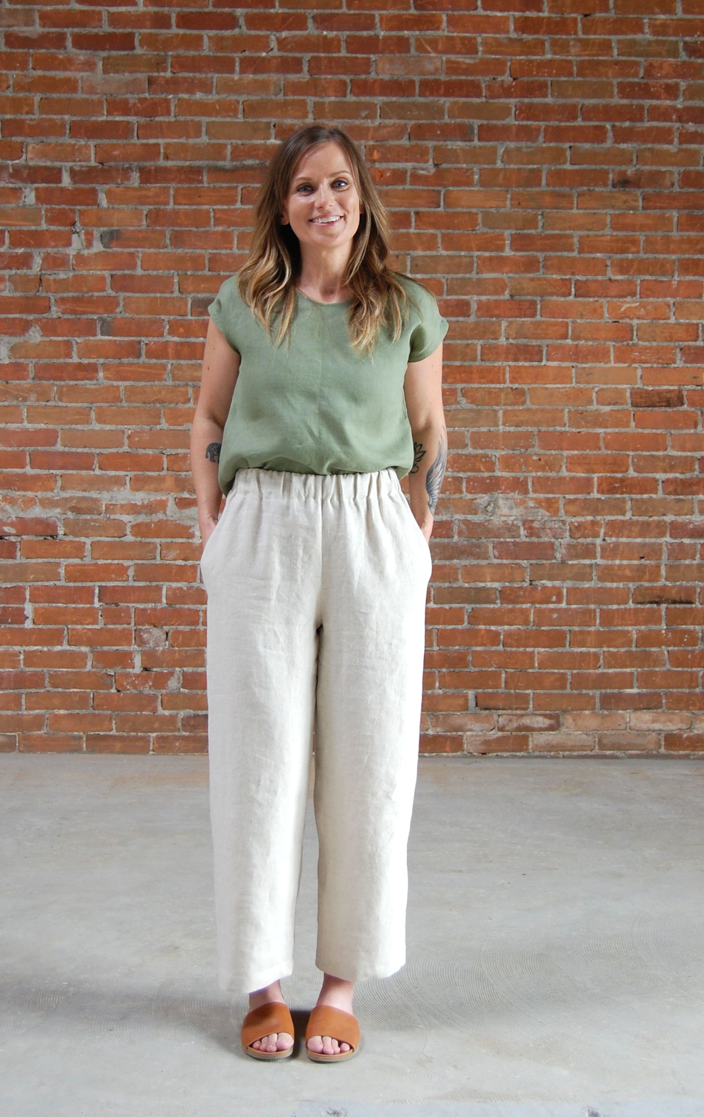 Camille Straight Wide Leg Linen Pants