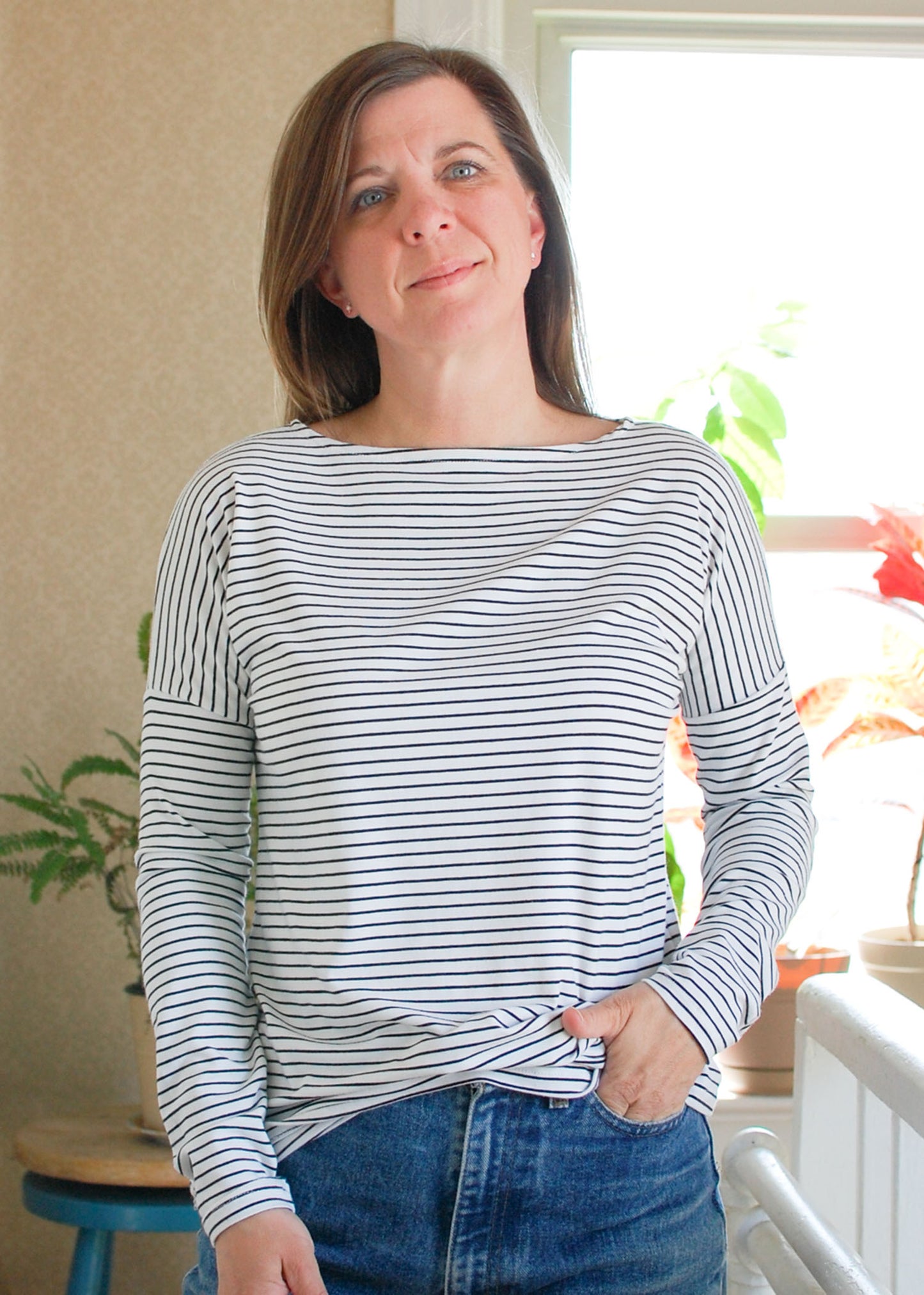 Classic French Stripe Bamboo Drop Shoulder Top