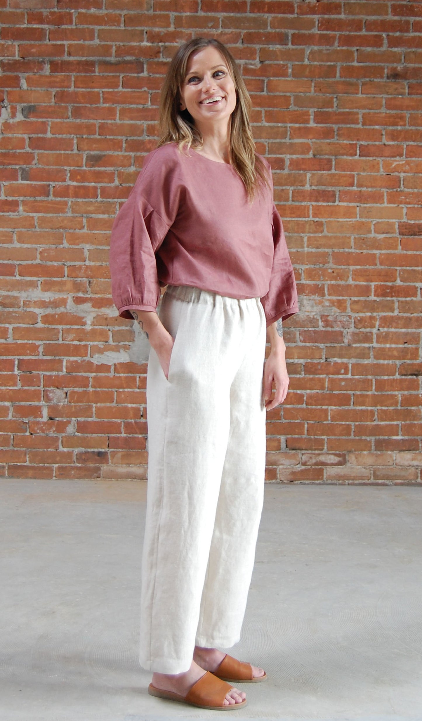 Camille Straight Wide Leg Linen Pants