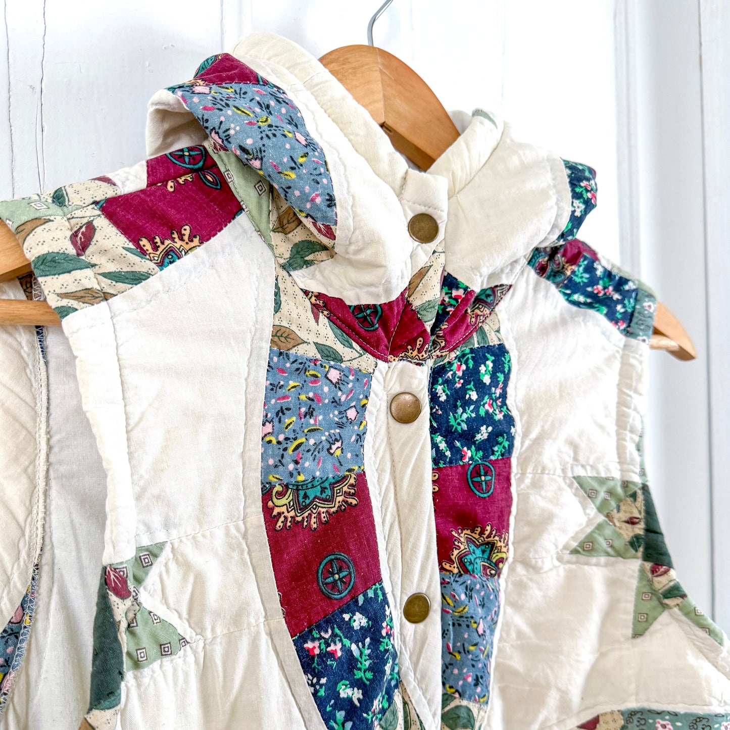 Vintage Reclaimed Hooded Quilt Vest Long