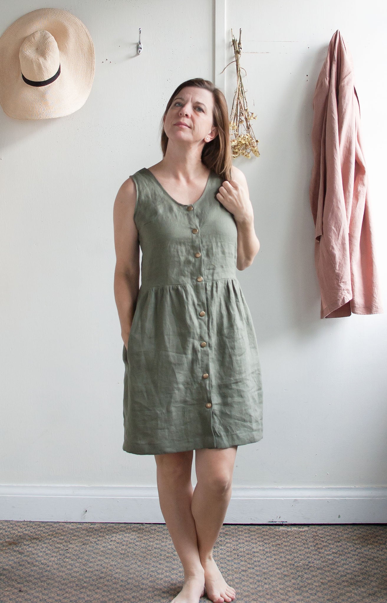 Adrienne Snap Front Linen Dress