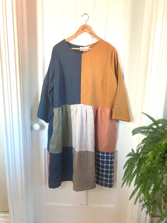 Patchwork Linen Dress XXL