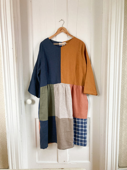 Patchwork Linen Dress XXL