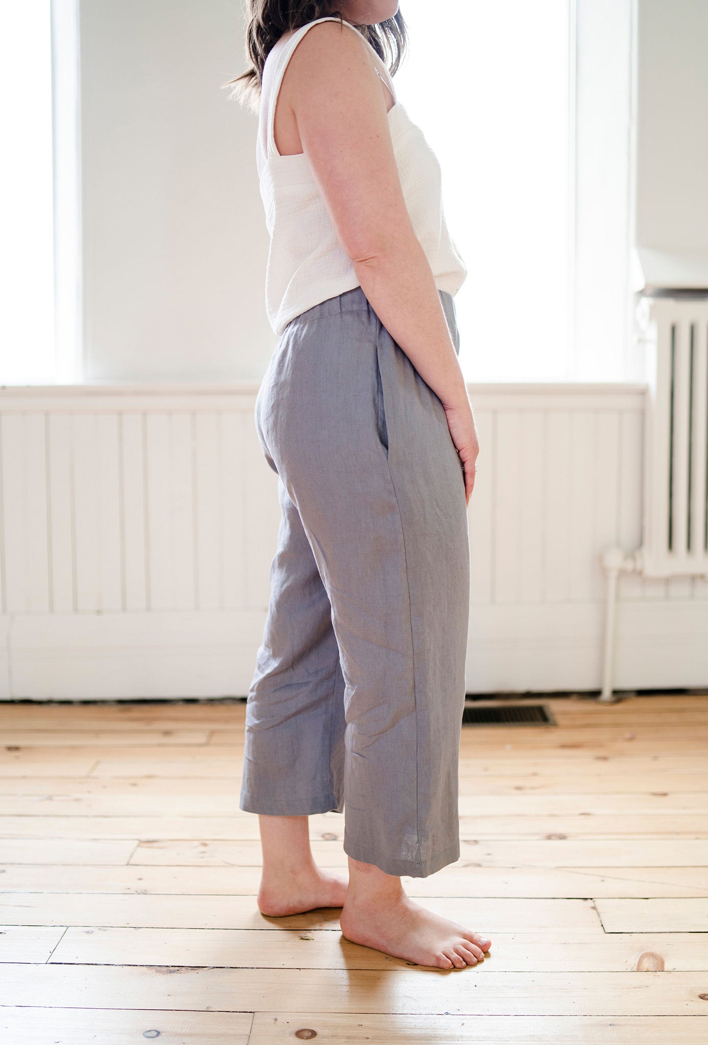 True Cropped Straight Wide Leg Linen Capris