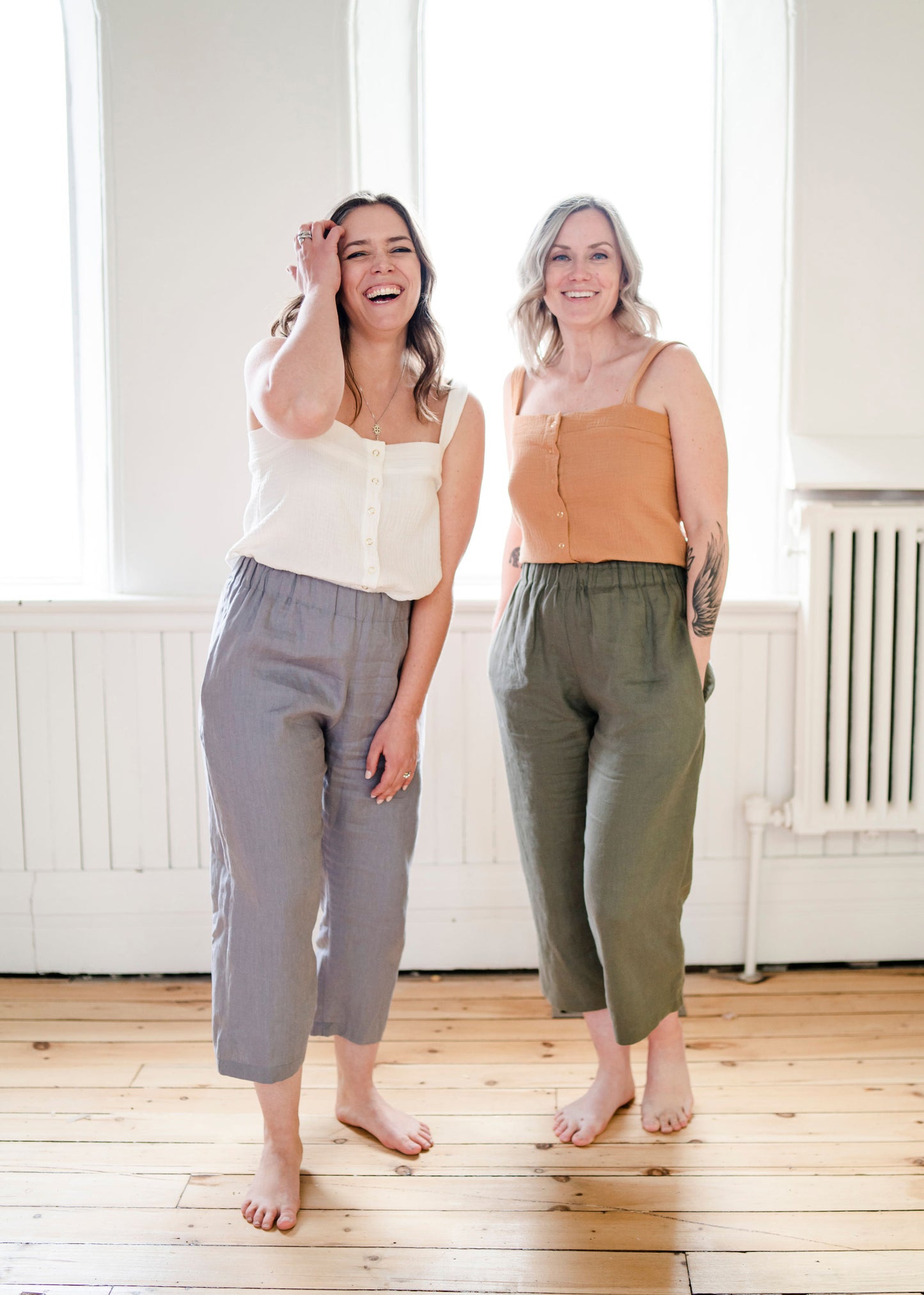 True Cropped Straight Wide Leg Linen Capris