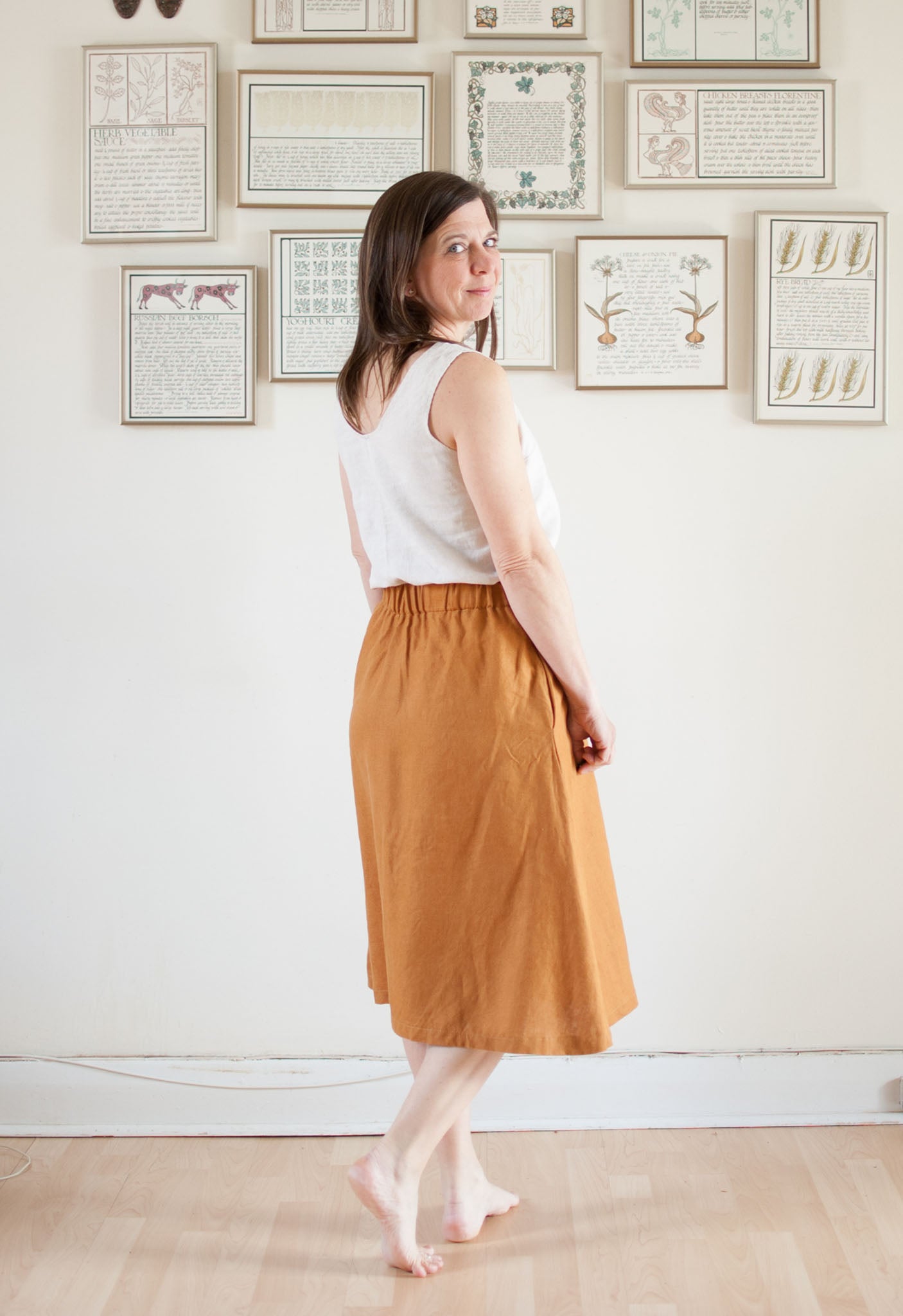 Amelia Linen Snap Front Skirt