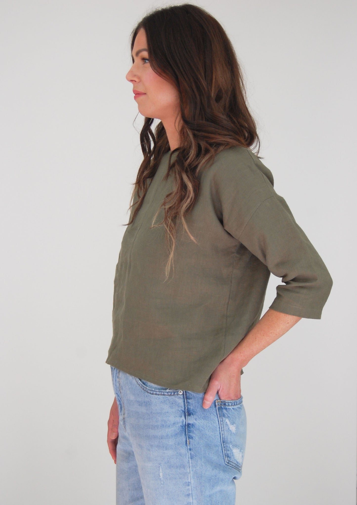 Florence Top 3/4 Sleeve Linen